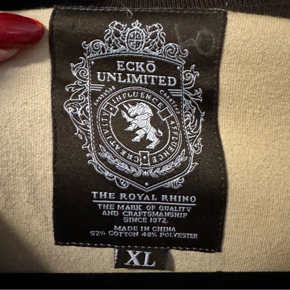 Y2K Ecko Unlimited Tan The Royal Rhino Track Jacket XL Streetwear Oversized EUC - Picture 2 of 9
